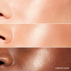 Bobbi Brown Highlighting Powder in Chestnut Glow shown across three skin tones, demonstrating the luminous finish on fair