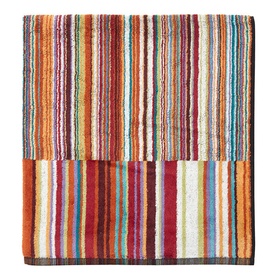 Missoni Jazz Bath Towel in multicolour vertical stripe design, 70x120cm, folded to show pattern detail