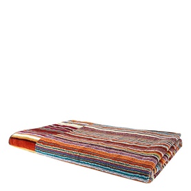 Missoni Jazz Bath Towel in multicolour striped terry cotton, folded flat, 70x120cm