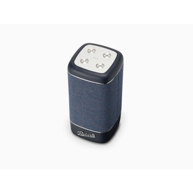 Roberts Beacon 320 Bluetooth Speaker in blue, compact fabric-wrapped body with silver control buttons on top