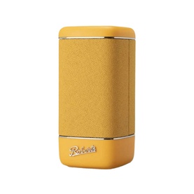 Roberts Beacon 320 Bluetooth Speaker in yellow with fabric finish and silver detailing, compact upright design