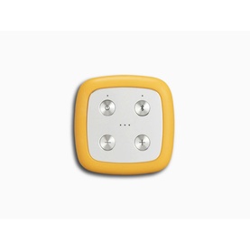 Roberts Beacon 320 Bluetooth Speaker in yellow, square shape with rounded corners, white face panel and four silver control buttons