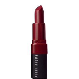 Bobbi Brown Crushed Lip Color in Cherry, deep red bullet lipstick with branded black striped case, uncapped