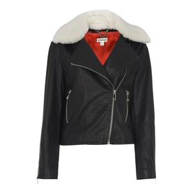 Borg Collar Leather Jacket