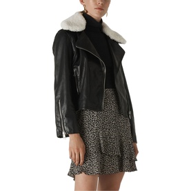 Borg Collar Leather Jacket