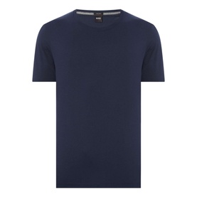 Boss Black Casual 55 Tiburt Crew Neck T-Shirt in navy, short sleeves, ribbed crew neckline, plain front