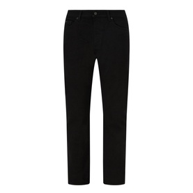 Boss Black Casual Maine Mid Rise Straight Leg Jeans in black, straight fit, five-pocket style, flat lay view