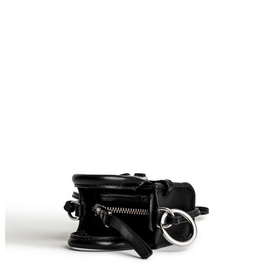 Zadig Smooth Leather Candide Grigri Mini Bag in black with silver-tone zip, O-ring detail, mini handles and boxy silhouette