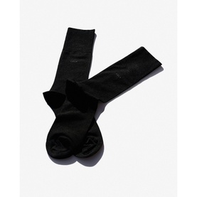 CDLP Bamboo Solid Socks in black, laid flat showing reinforced heel and toe, mid-calf length