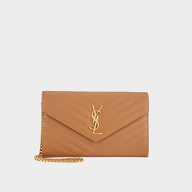 Monogram Embossed Leather Chain Wallet
