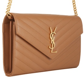 Monogram Embossed Leather Chain Wallet