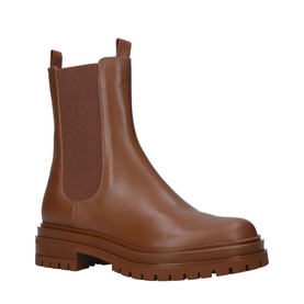 Gianvito Rossi Chester Boots 20 in brown leather with elasticated side panels and chunky lug sole