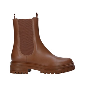Gianvito Rossi Chester Boots 20 in brown leather with elasticated side panel, chunky lug sole, and pull tab