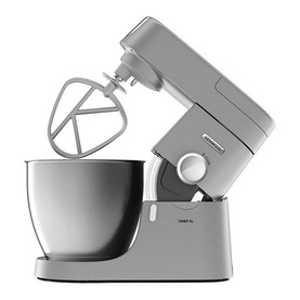 Kenwood Chef XL 6.7L 1200W Food Mixer in silver with stainless steel bowl and flat beater attachment