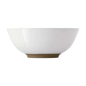 Royal Doulton Olio White Bowl 16cm, glossy white interior with natural stoneware base, round wide-rimmed serving bowl