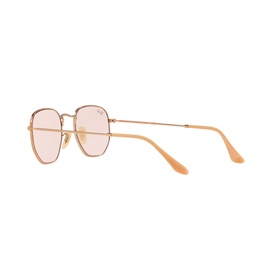 Ray-Ban Hexagonal Square Sunglasses in brown with rose-tinted lenses, gold-tone metal frame and slim temples