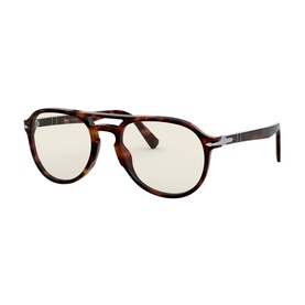 Persol 0PO3235S Pilot Sunglasses in brown tortoiseshell acetate with double bridge and light tinted lenses
