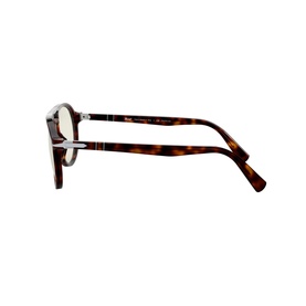 Persol 0PO3235S Pilot Sunglasses in brown tortoiseshell, side profile view showing temple arm and silver nose bridge detail