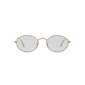 Ray-Ban Oval Sunglasses in brown, rose gold-tone metal frame with oval light-tinted lenses, front view