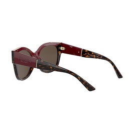 Prada 0PR 02WS Pillow Sunglasses in brown tortoiseshell and burgundy acetate frames, shown from rear three-quarter angle