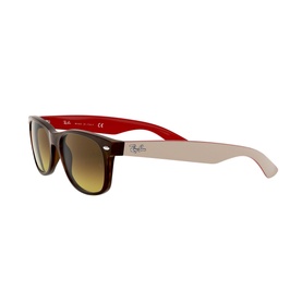 Ray-Ban Wayfarer Sunglasses RB2132 in brown with red top frame and cream temples, gradient lenses, eye size 52