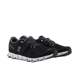 On Running Cloud Trainers in black with white CloudTec sole, lace-up style, shown as a pair at an angle