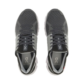 On Running Cloudswift Trainers in black, top-down view showing mesh upper, lace-up front and grey midsole detail