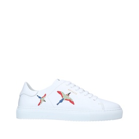 Axel Arigato Clean 90 Bird Trainers in white leather with embroidered bird motifs, white laces and flatform sole