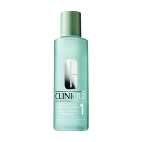 Clinique Clarifying Lotion 400ml in pale blue-green bottle with green cap, formula 1 for Very Dry to Dry skin
