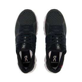 On Running Cloudswift Trainers in black, top-down view showing mesh upper, lace-up fastening and white CloudTec sole