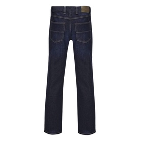 Bugatti Straight Leg Jeans in dark wash, rear view showing two back pockets and leather-look patch detail