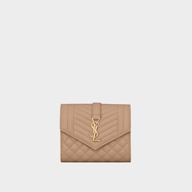 Monogram Quilted Leather Compact Tri-Fold Wallet