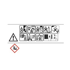 Byredo Cotton Poplin Candle safety and usage symbols including hazard warnings, handling instructions, and product care icons.