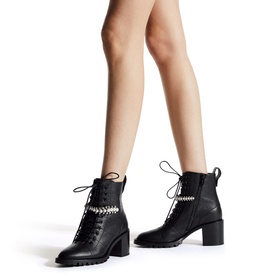 Cruz 65 Pearl & Crystal Detail Leather Boots