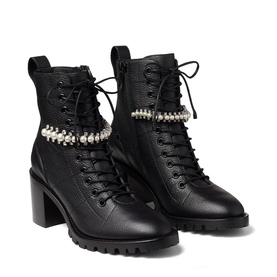 Cruz 65 Pearl & Crystal Detail Leather Boots