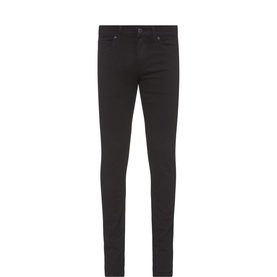 Paige Croft Black Shadow Skinny Leg Jeans in black, five-pocket styling with slim tapered leg