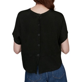 Button Back Linen T-Shirt