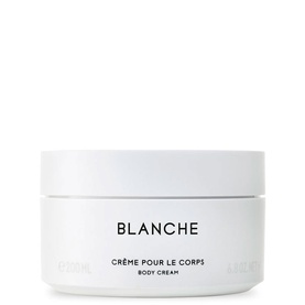 Byredo Blanche Body Cream in white lidded jar with minimalist label, 200ml