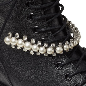 Cruz Pearl & Crystal Detail Leather Boots