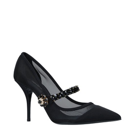 Dolce & Gabbana Crystal MJ 90 Courts in black mesh with jewelled Mary Jane strap and stiletto heel