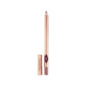 Charlotte Tilbury Lip Cheat lip liner pencil in a nude-mauve shade with rose gold barrel and matching cap