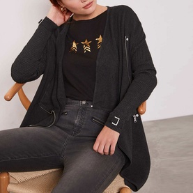 Ribbed Biker Cardigan