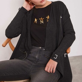 Ribbed Biker Cardigan
