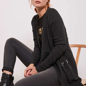 Ribbed Biker Cardigan