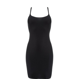 Chantelle Stretch Slip in black, sleeveless mini length with thin shoulder straps and scoop neckline