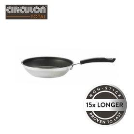 Circulon Total Stainless Steel Frying Pan 30cm in silver with black handle and non-stick interior
