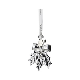 Christmas Holly Silver Ornament