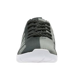 Clarks Sprint Evolve Kids Shoes in black multi-tone knit fabric, lace-up, white sole, front view