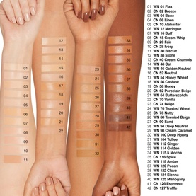 Clinique Even Better Clinical Serum Foundation SPF20 30ml shade swatches shown across three skin tones on forearm skin