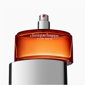 Clinique Happy For Men Cologne Spray 100ml, amber glass bottle with silver pump and red atomiser tip